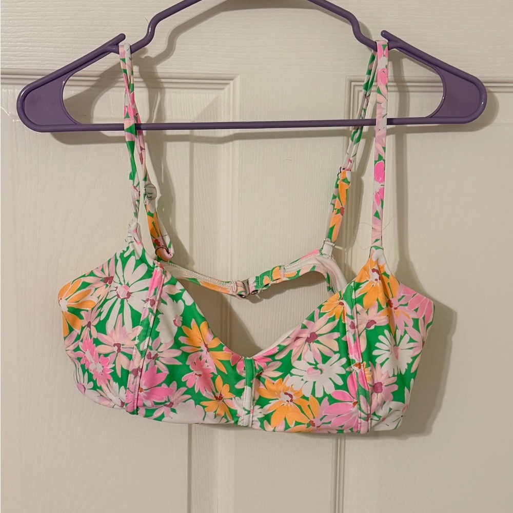 Floral Bikini Top - Pink, Green, Orange Ninety-nine